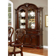 CM3212T 7PC Dining Set Rectangular Pedestal Table Brown Cherry Finish Elana Collection By Furniture of America