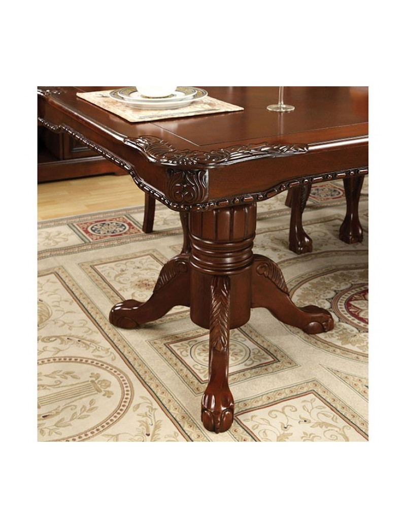 CM3222T 7PC Dining Set Double Pedestal Base Cherry Finish Georgetown By Furniture of America
