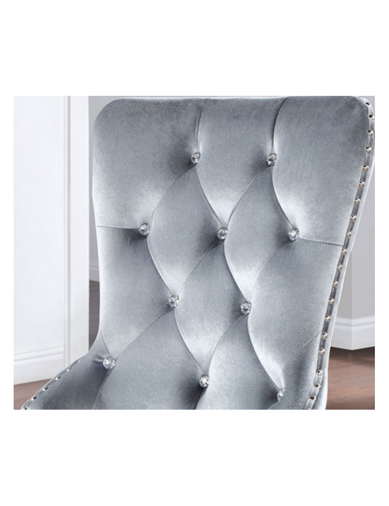 CM3241SV-T  9PC Dining Set Silver/Dark Gray Finish Adalia Collection By Furniture of America