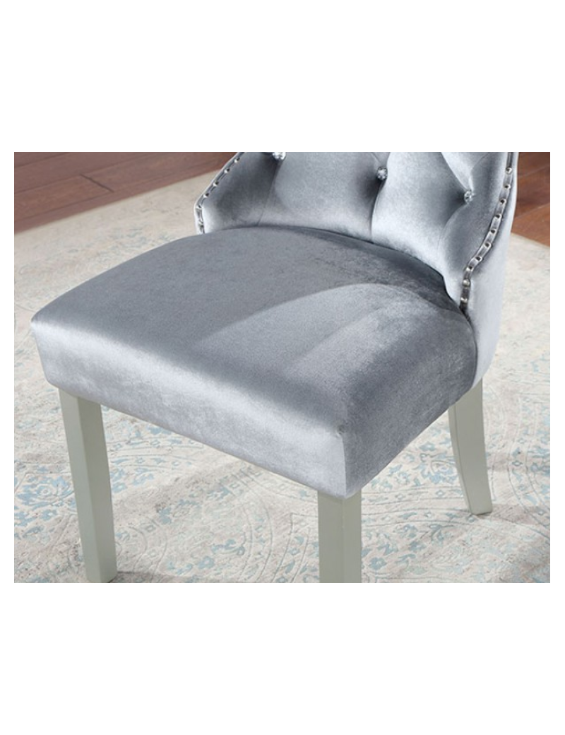 CM3241SV-T  9PC Dining Set Silver/Dark Gray Finish Adalia Collection By Furniture of America