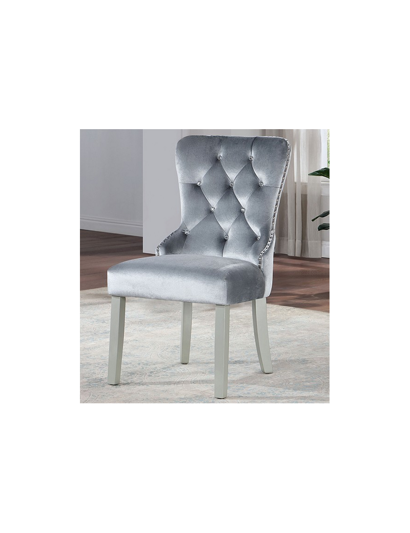 CM3241SV-T  9PC Dining Set Silver/Dark Gray Finish Adalia Collection By Furniture of America