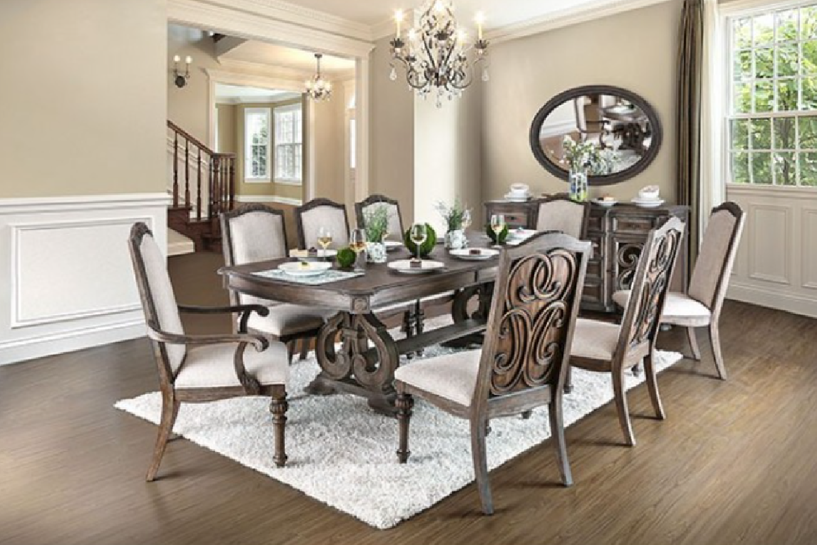 CM3150T 7PC Dining Set Rustic Natural Tone Arcadia Collection By Furniture of America