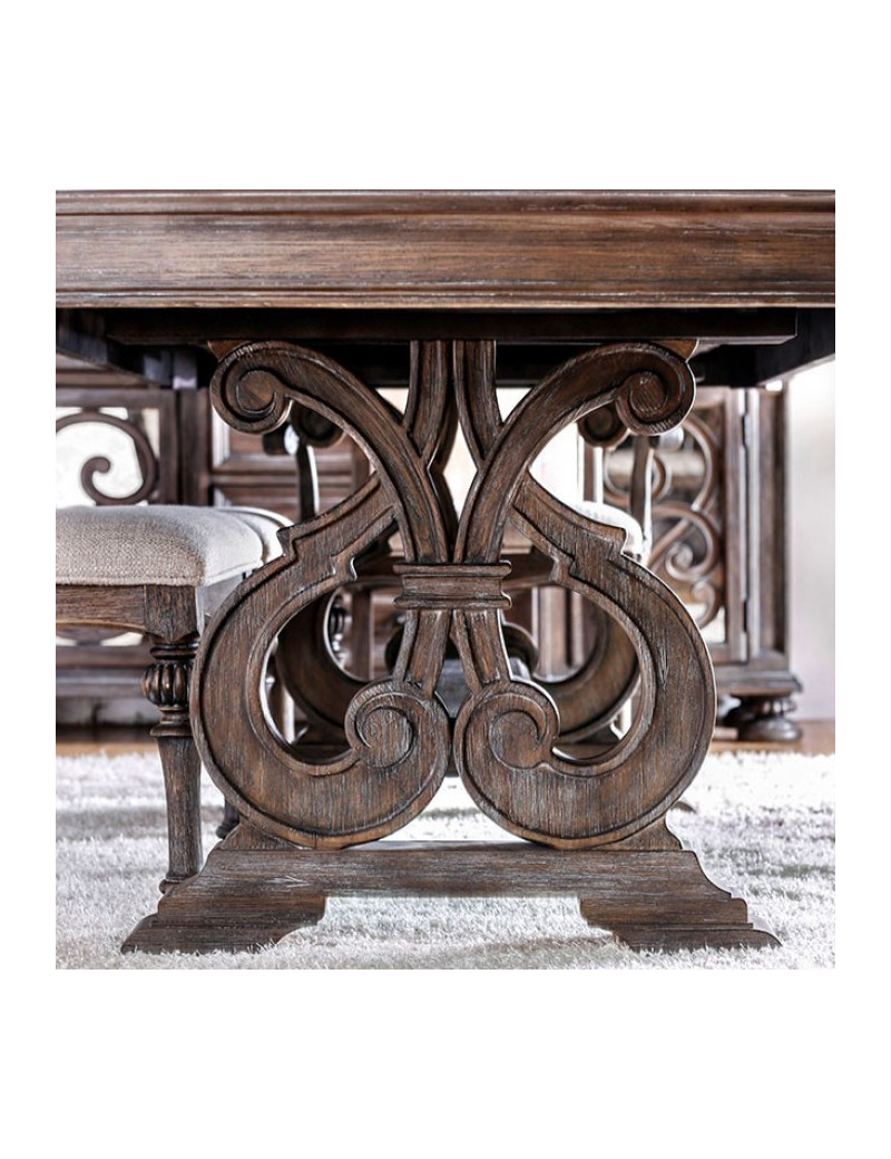CM3150T 7PC Dining Set Rustic Natural Tone Arcadia Collection By Furniture of America