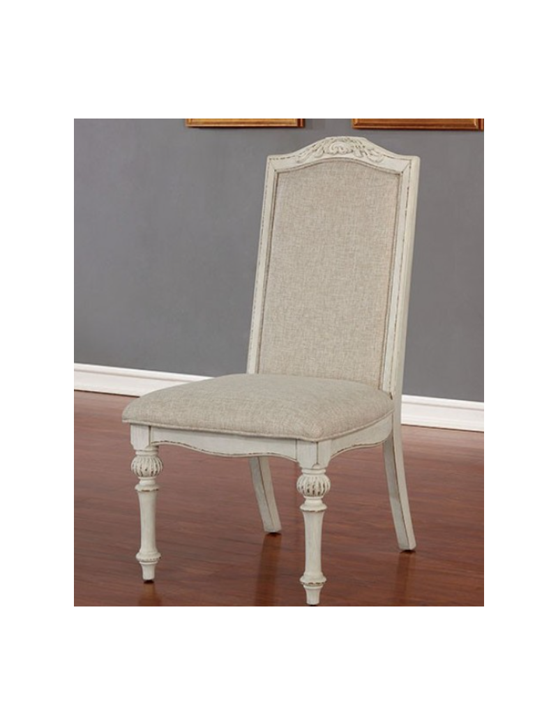 CM3150WH-T 7PC Dining Set Rustic Antique White Arcadia Collection By Furniture of America