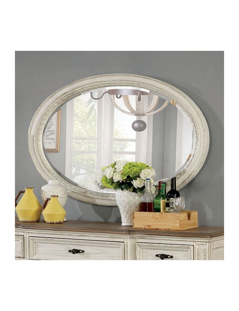 CM3150WH-T 7PC Dining Set Rustic Antique White Arcadia Collection By Furniture of America