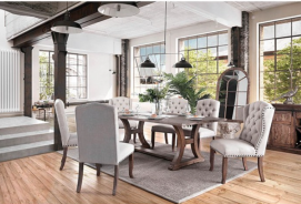 CM3829T-96 7PC Dining Set Rustic Pine Gianna Collection By Furniture of America