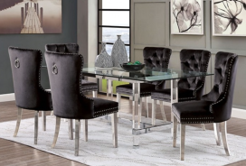 CM3654T 7PC Dining Set Black Chairs Contemporary Style Casper Collection By Furniture of America
