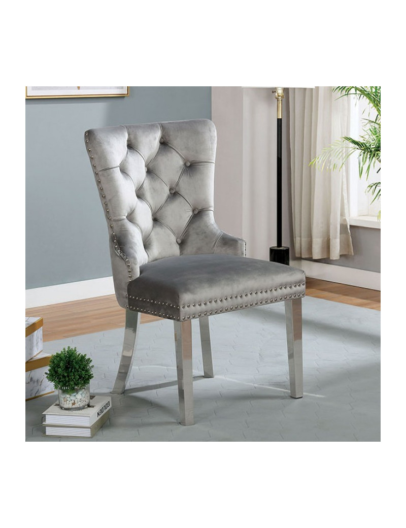 CM3903WH-T 7PC Dining Set White Chrome Contemporary Style Neuveville Collection By Furniture of America