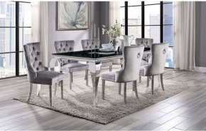CM3903BK-T 7PC Dining Set Black Chrome Contemporary Style Neuveville Collection By Furniture of America