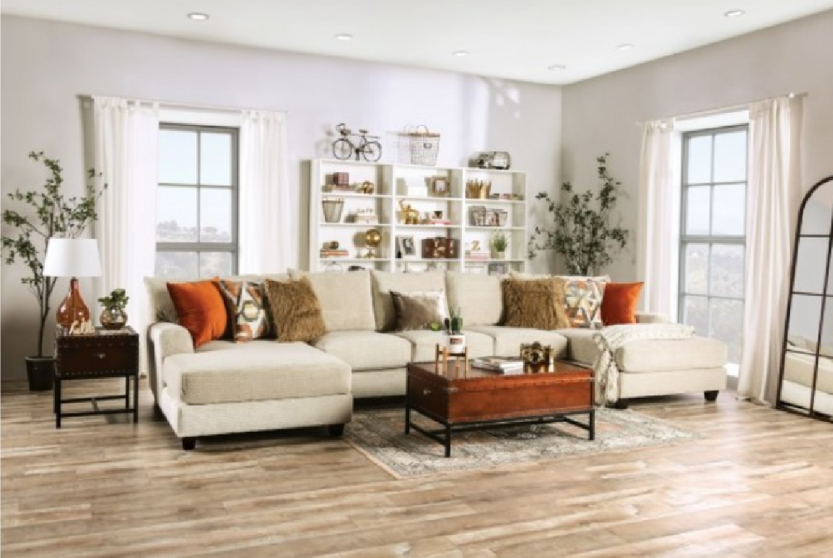 SM5218 Transitional Style Sectional Tan Color.Carnforth Collection By Furniture of America