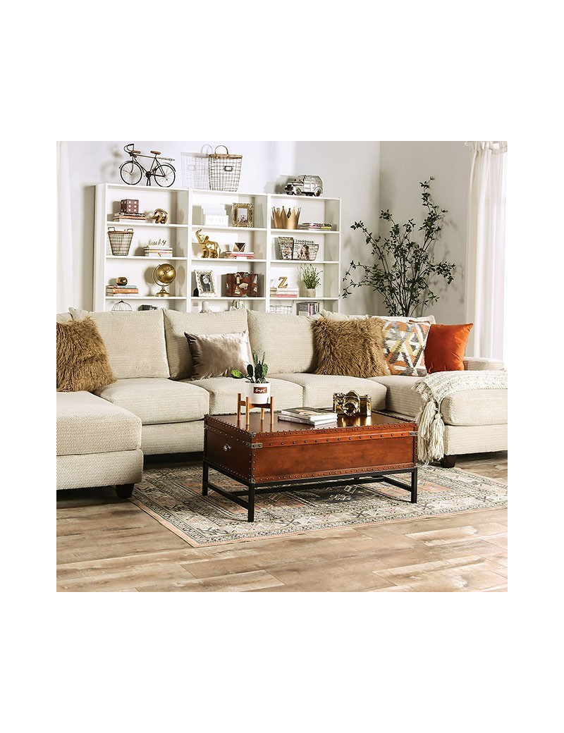 SM5218 Transitional Style Sectional Tan Color.Carnforth Collection By Furniture of America