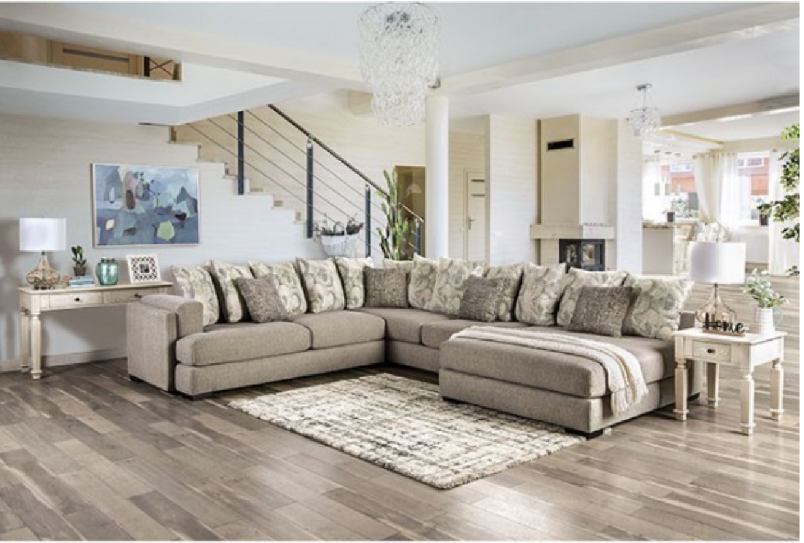 SM5182  Transitional Style Sectional Iight Gray color. Angelia Collection By Furniture of America