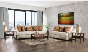 SM1214 Transitional Style Sofa & Loveseat Ivory color. New Meadows Collection By Furniture of America