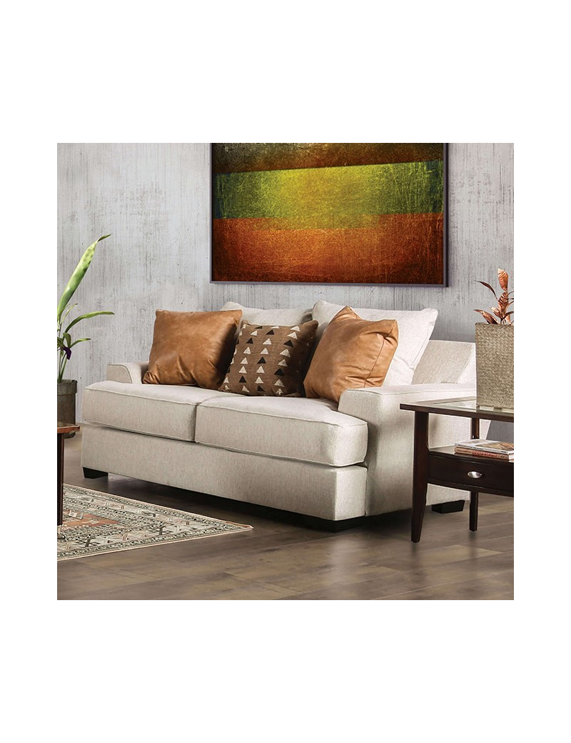 SM1214 Transitional Style Sofa & Loveseat Ivory color. New Meadows Collection By Furniture of America