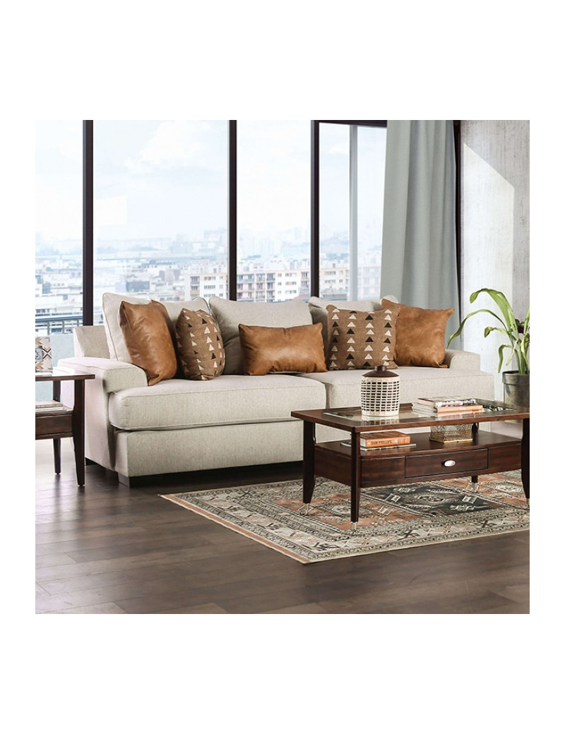SM1214 Transitional Style Sofa & Loveseat Ivory color. New Meadows Collection By Furniture of America
