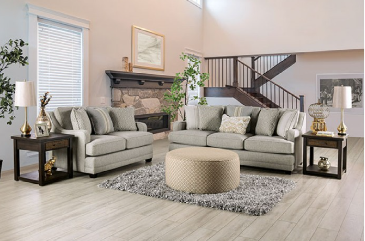 SM8193 Transitional Style Sofa & Loveseat Grey color. Stepney Collection By Furniture of America
