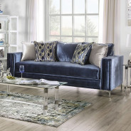 SM2687 Transitional Style Sofa & Loveseat Satin Blue color. Jodie Collection By Furniture of America