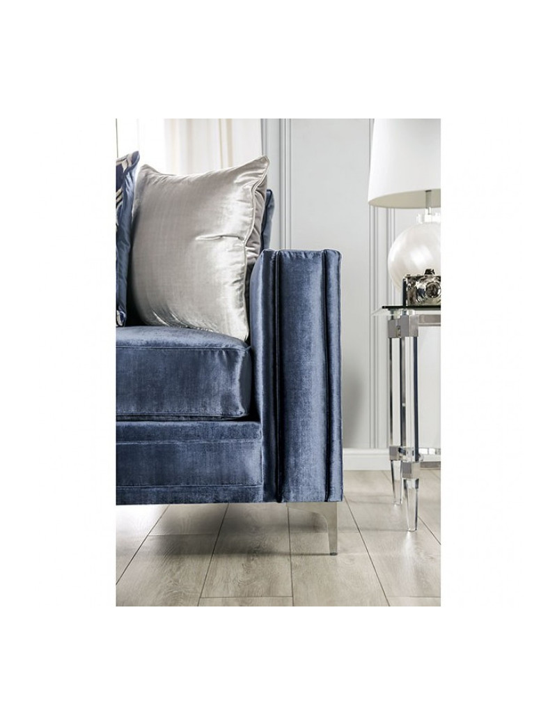 SM2687 Transitional Style Sofa & Loveseat Satin Blue color. Jodie Collection By Furniture of America