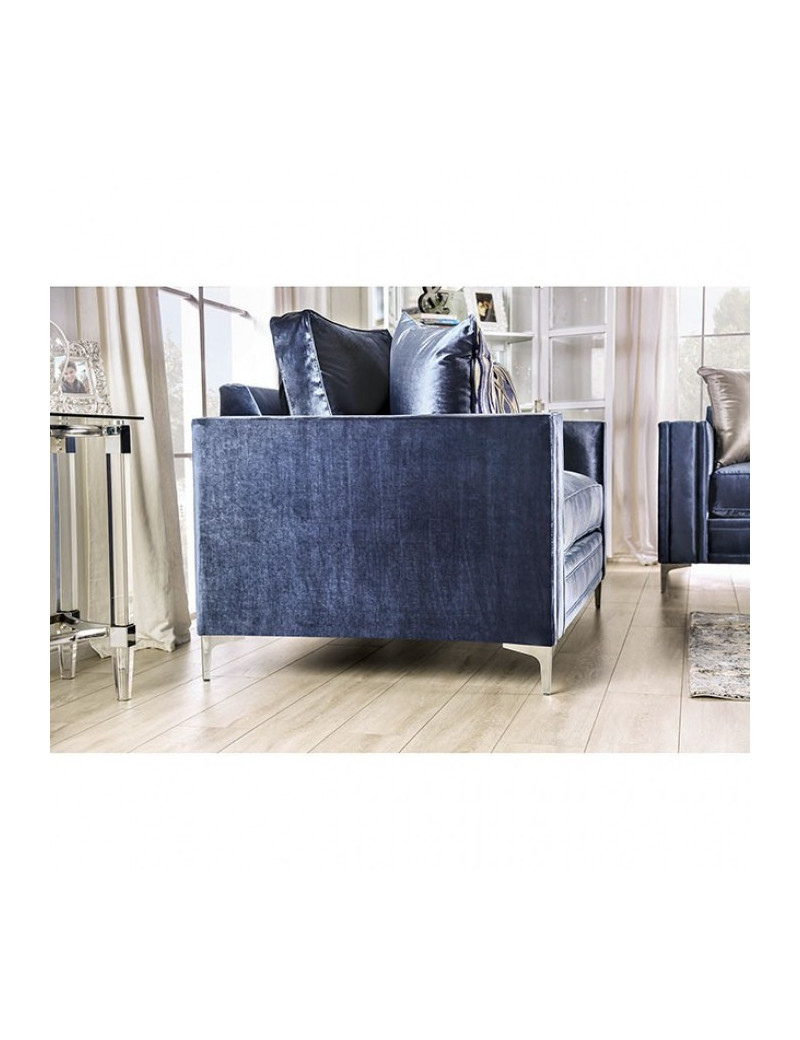 SM2687 Transitional Style Sofa & Loveseat Satin Blue color. Jodie Collection By Furniture of America