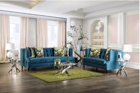 SM2219  Transitional Style Sofa & Loveseat Dark Teal color. Azulleti Collection By Furniture of America