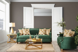 SM2271 Transitional Style Sofa & Loveseat Emerald Green color. Verdante Collection By Furniture of America
