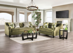 SM2684 Transitional Style Sofa & Loveseat Green color. Kaye Collection By Furniture of America