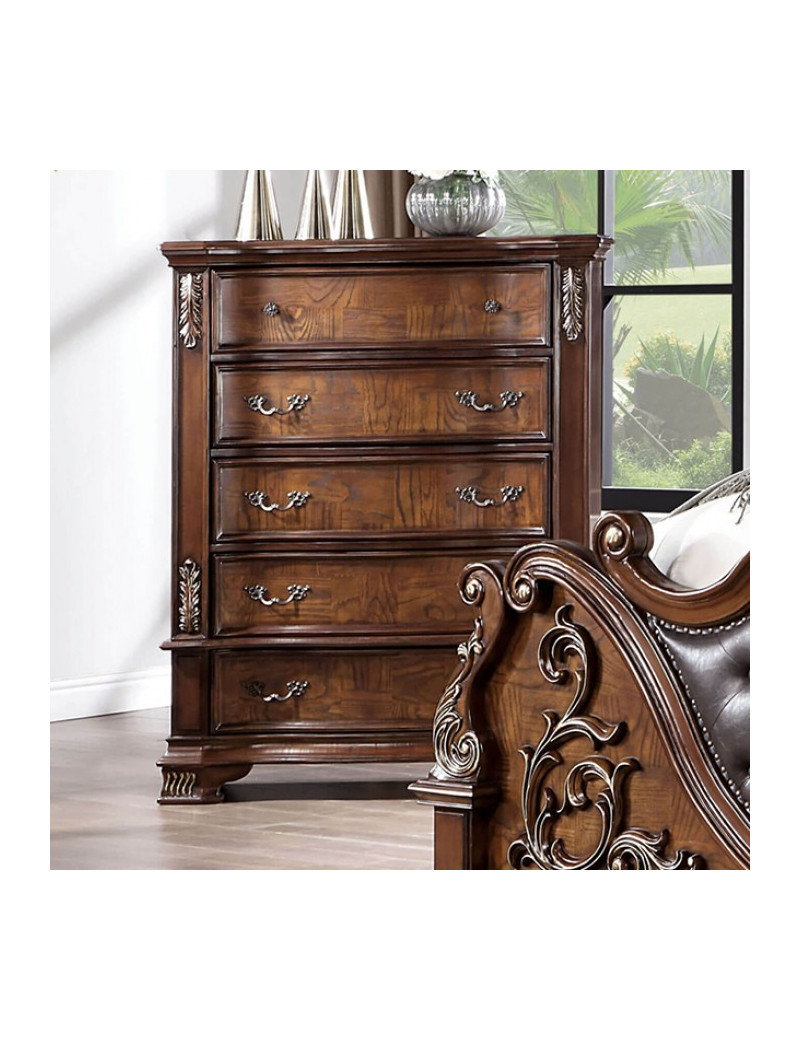CM7478CH 5PC Queen Bedroom Set Traditional Style Brown Cherry Finish. Esparanza Collection by Furniture of America