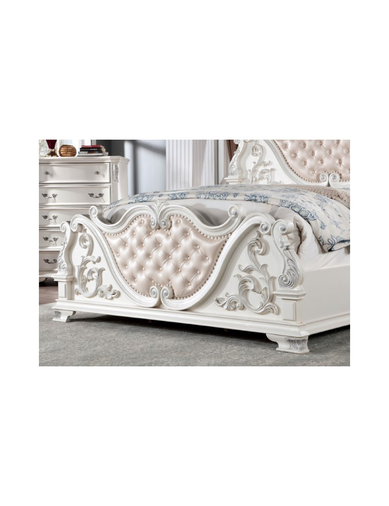 CM7478WH  5PC Queen Bedroom Set Traditional Style Pearl White Finish Esparanza Collection by Furniture of America