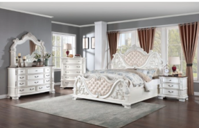 CM7478WH  5PC Queen Bedroom Set Traditional Style Pearl White Finish Esparanza Collection by Furniture of America