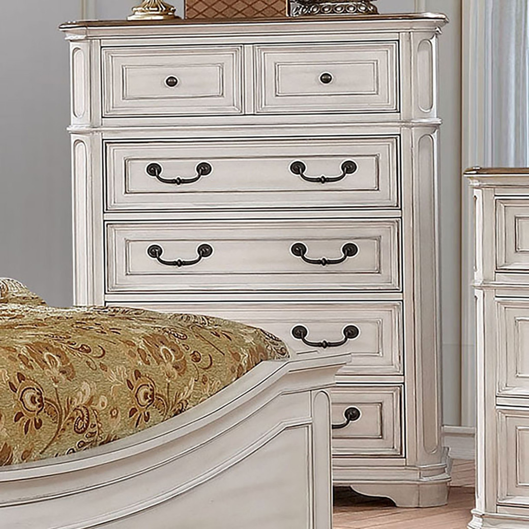 CM7561  5PC Queen Bedroom Set Transitional Style Antique White  Pembroke Collection by Furniture of America