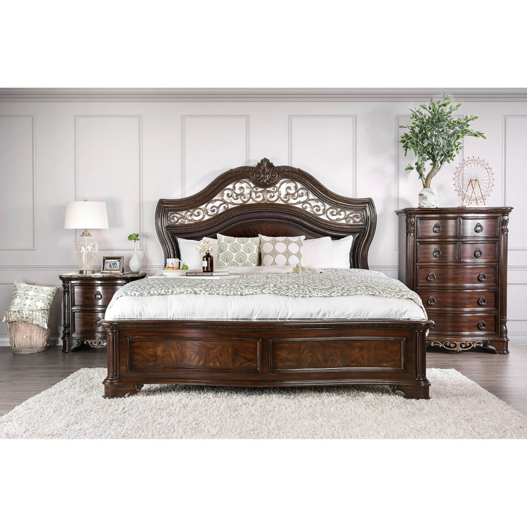 CM7311 5PC Queen Bedroom Set Traditional Brown Cherry Finish .Menodora Collection by Furniture of America