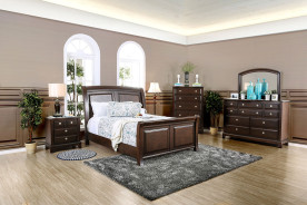 CM7383 5PC Queen Bedroom Set Transitional Style Brown Cherry Finish . Litchville Collection by Furniture of America