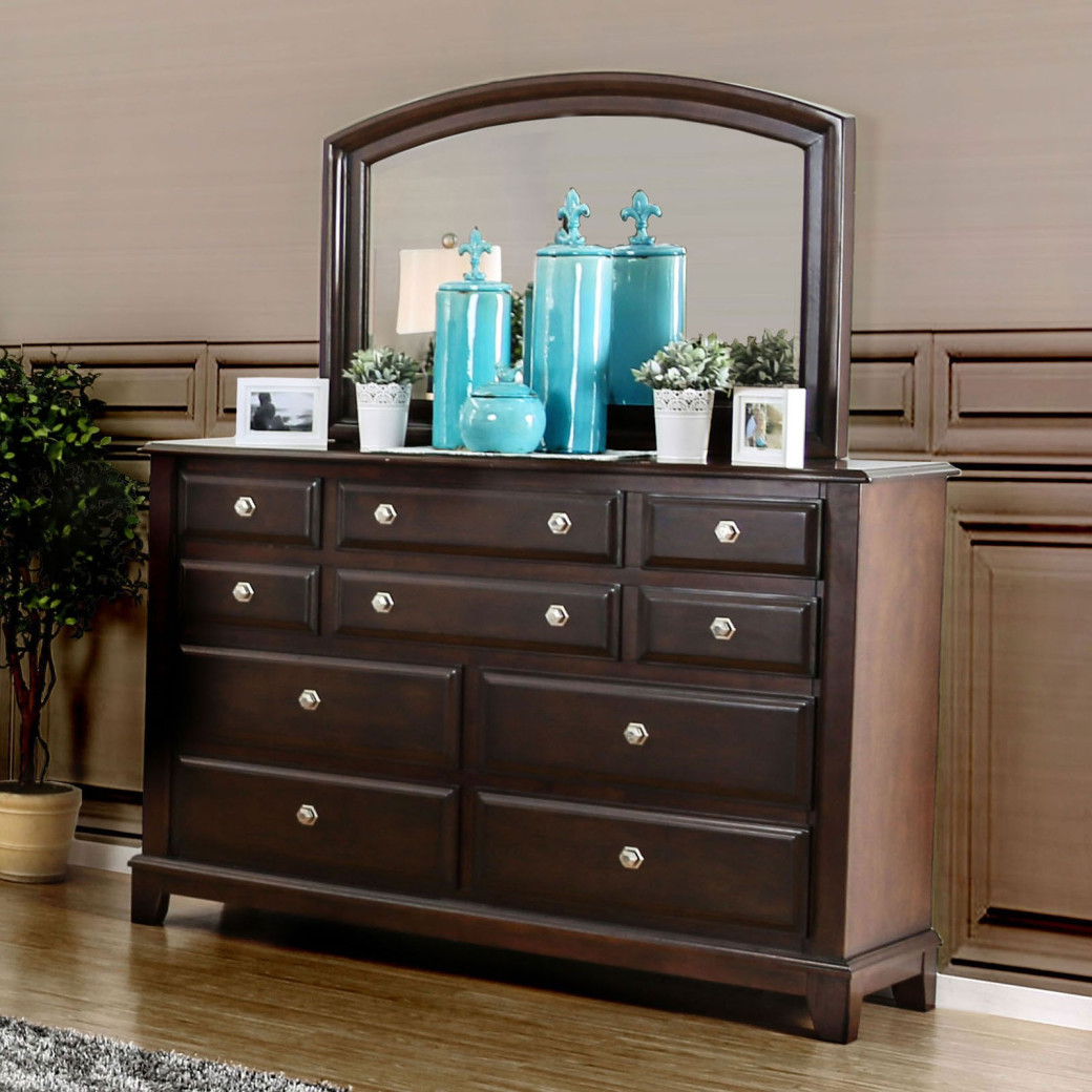 CM7383 5PC Queen Bedroom Set Transitional Style Brown Cherry Finish . Litchville Collection by Furniture of America
