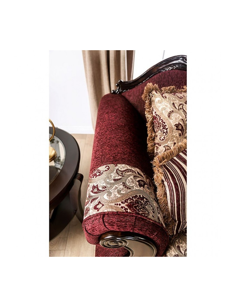 SM6433 Traditional Living Room burgundy. Matteo Collection By Furniture Of America