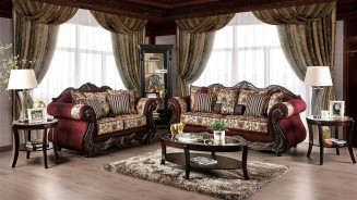 SM6433 Traditional Living Room burgundy. Matteo Collection By Furniture Of America
