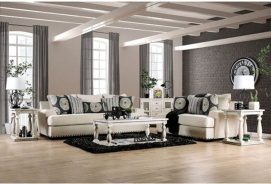 SM1283 Transitional Style Sofa & Loveseat Ivory color. Germaine Collection By Furniture of America