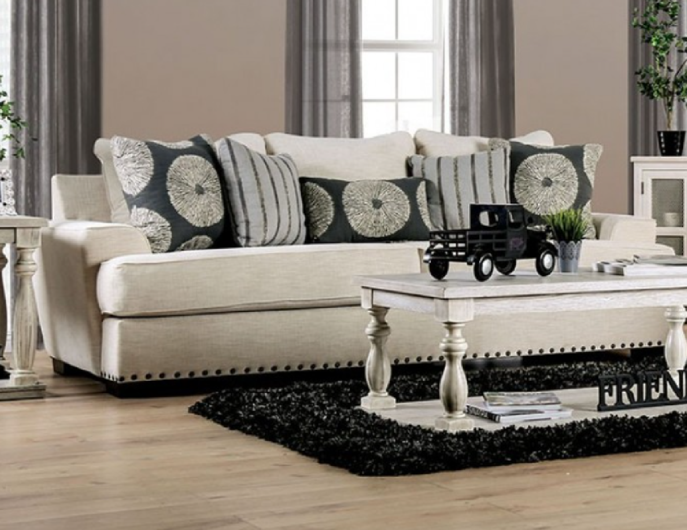 SM1283 Transitional Style Sofa & Loveseat Ivory color. Germaine Collection By Furniture of America