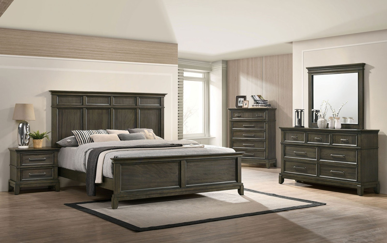 CM7221GY 5PC Queen Bedroom Set Traditional Style Brown Gray . Houston Collection By Furniture Of America
