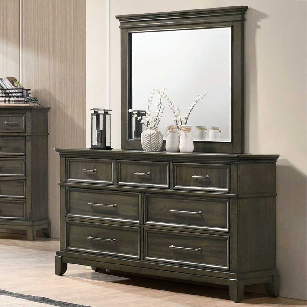 CM7221GY 5PC Queen Bedroom Set Traditional Style Brown Gray . Houston Collection By Furniture Of America