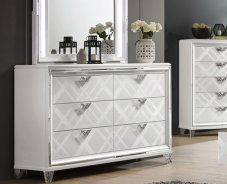 FOA7147WH 5PC Queen Bedroom Set Contemporary Style White Finish. Emmeline Collection by Furniture of America