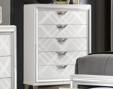 FOA7147WH 5PC Queen Bedroom Set Contemporary Style White Finish. Emmeline Collection by Furniture of America