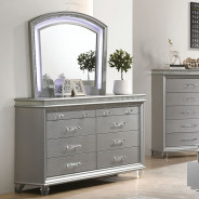 CM7899SV 5PC Queen Bedroom Set Contemporary Style Silver Finish. Maddie Collection By Furniture Of America