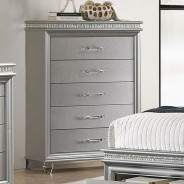 CM7899SV 5PC Queen Bedroom Set Contemporary Style Silver Finish. Maddie Collection By Furniture Of America