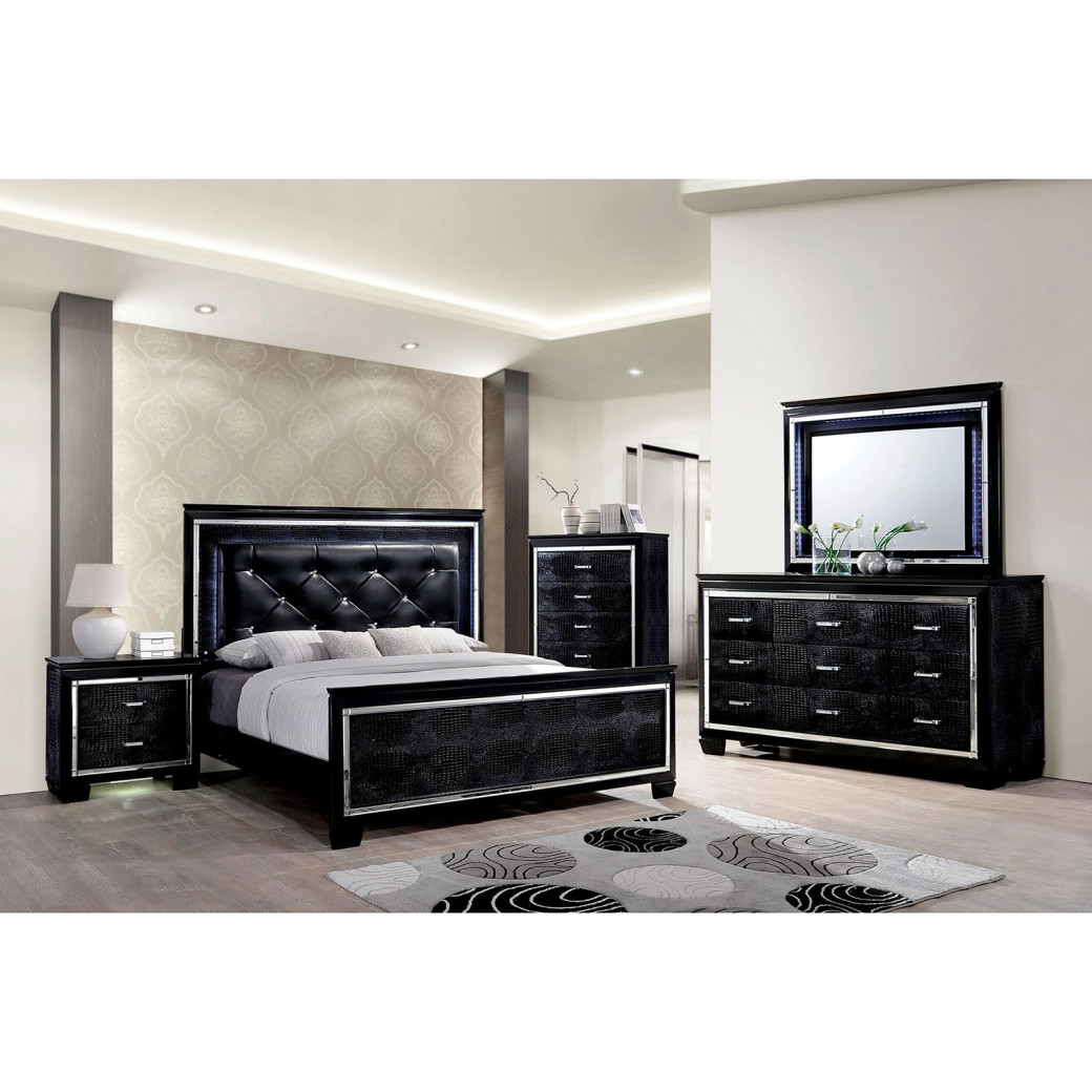 CM7979 Black 5PC Queen Bedroom Set Contemporary Style Black Finish. Bellanova Collection by Furniture of America