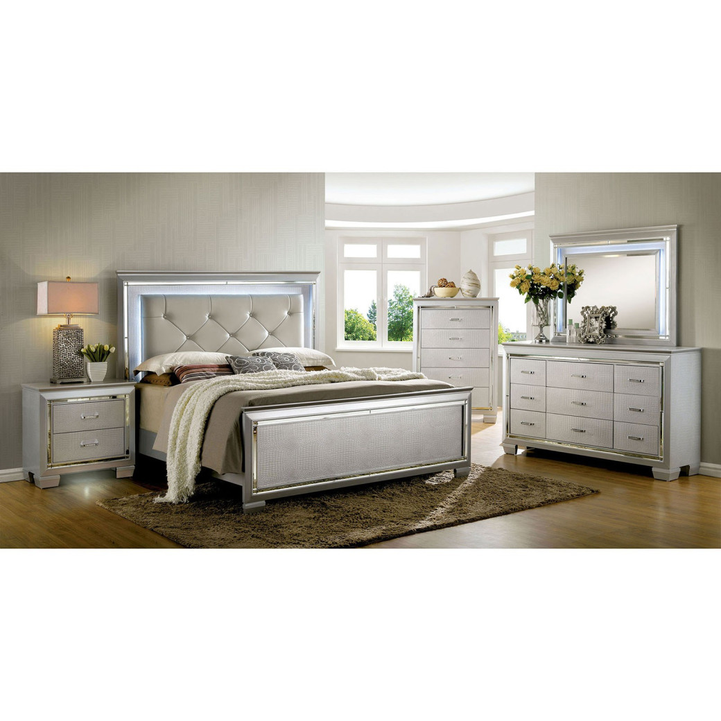 CM7979SV 5PC Queen Bedroom Set Contemporary Style Silver Finish. Bellanova Collection by Furniture of America