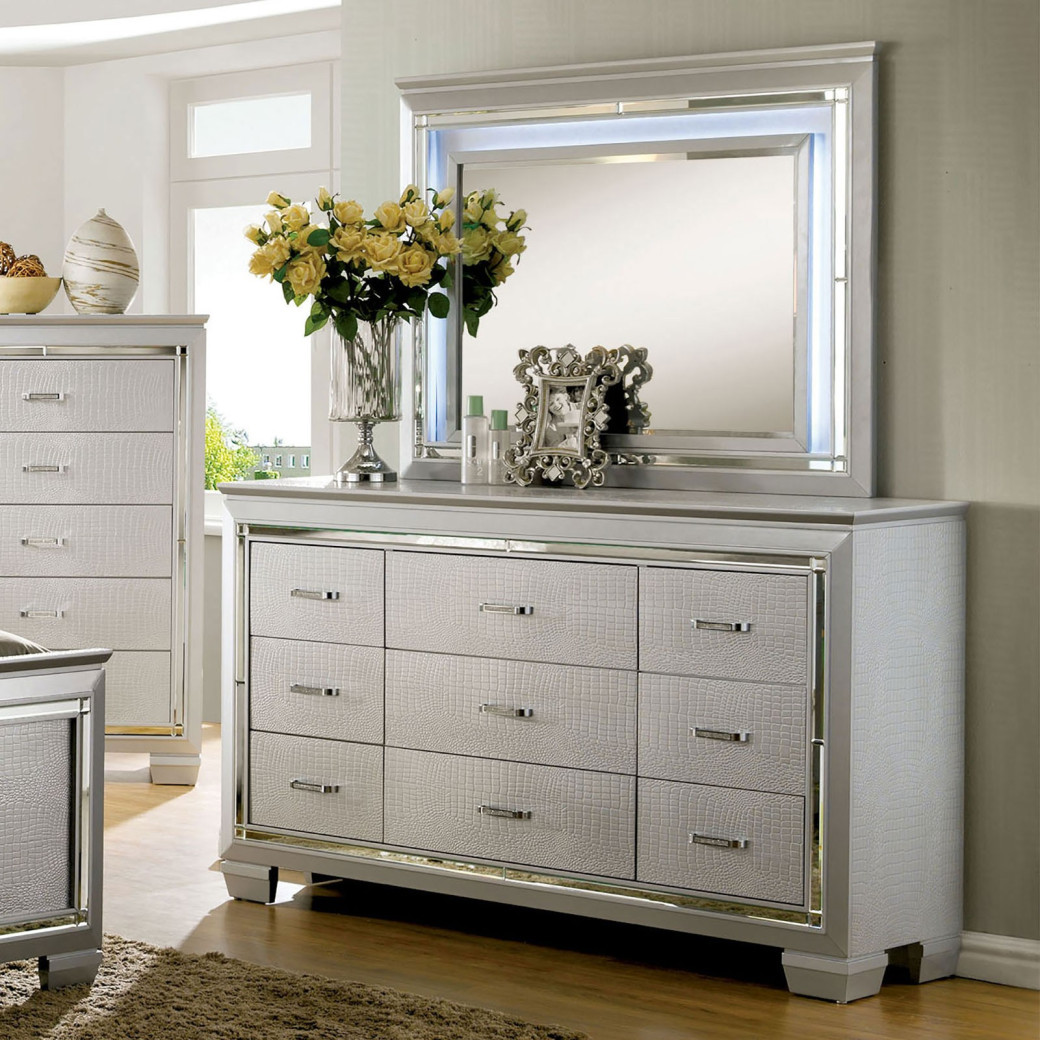 CM7979SV 5PC Queen Bedroom Set Contemporary Style Silver Finish. Bellanova Collection by Furniture of America