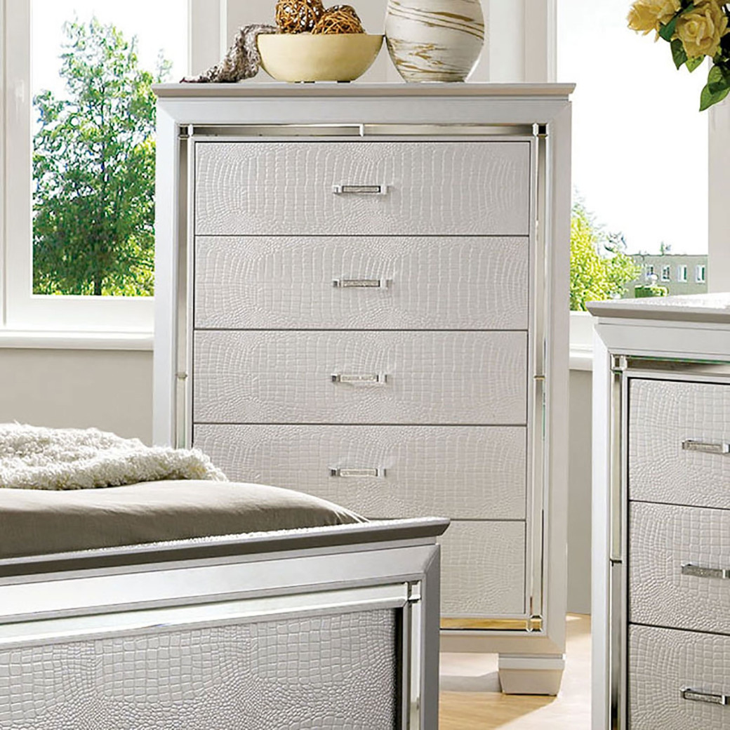 CM7979SV 5PC Queen Bedroom Set Contemporary Style Silver Finish. Bellanova Collection by Furniture of America