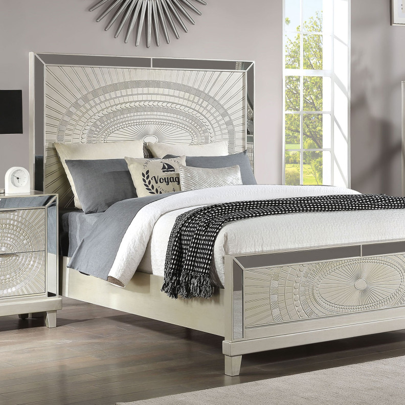 FOA7157  5PC Queen Bedroom Set Glam Style Champagne Finish. Valletta Collection By Furniture Of America