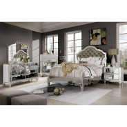 FOA7890 5PC Queen Bedroom Set Glam Style Silver Finish. Eliora Collection By Furniture Of America