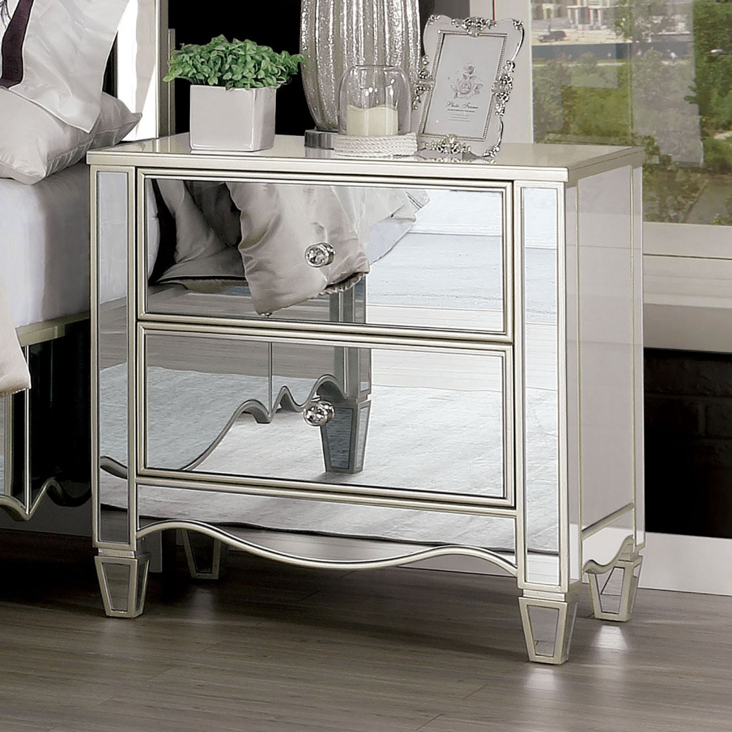 FOA7890 5PC Queen Bedroom Set Glam Style Silver Finish. Eliora Collection By Furniture Of America